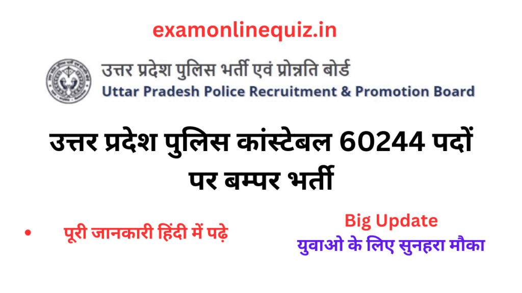 UP Police Constable 60244 Post Vacancy 2024 Apply Online