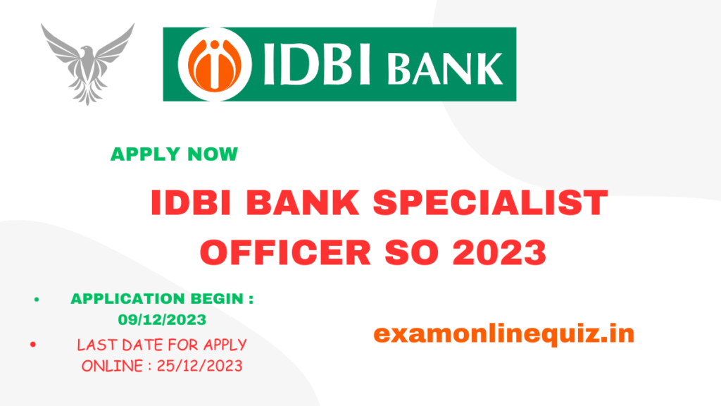 IDBI Bank Specialist Officer SO