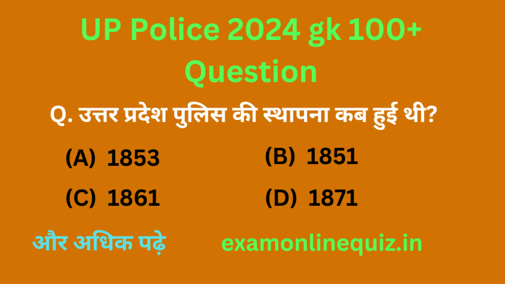 Most Important UP Police Gk Question In Hindi