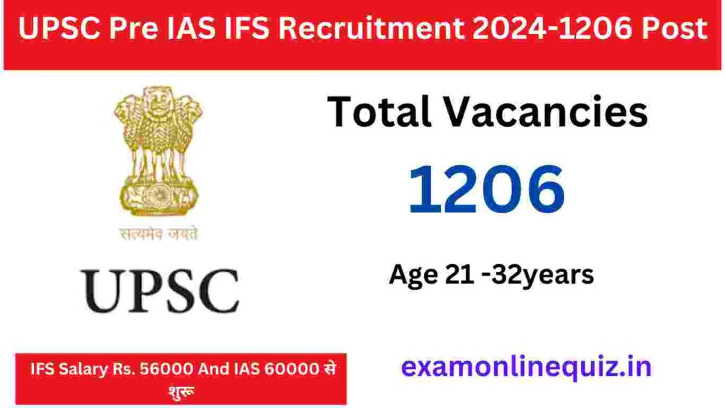 UPSC Pre IAS IFS Recruitment 2024-1206 Post