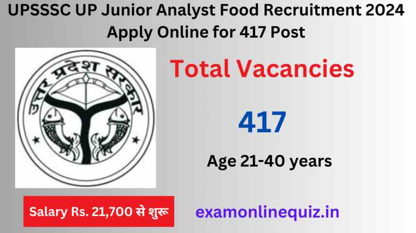 UPSSSC UP Junior Analyst Food