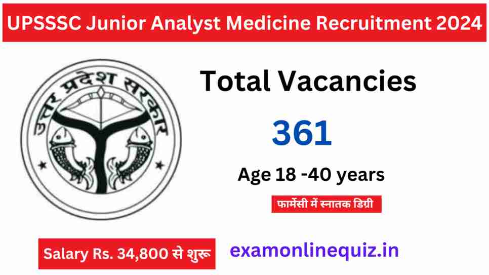 UPSSSC Junior Analyst Medicine Recruitment 2024